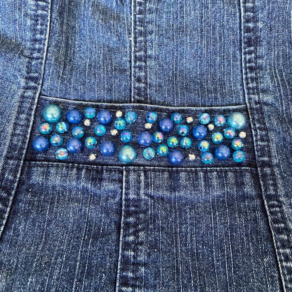 Ruby Red Ladies Sz 12 Blue Denim 6 Snap Front Jacket w/Embellishments New Cond - Picture 4 of 8